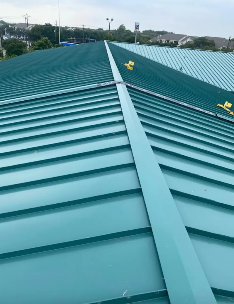 Green commercial metal roof ridge and valley for Metal Roof Repair in Hamtramck